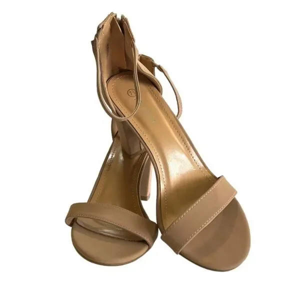Top‎ Moda Women's Tan High Heel Sandals With Zipper Closure Size 7.5 Hannah-1