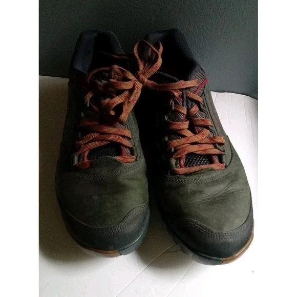 Leather Hiking Trail Shoes Outdoor Walking Comfort Olive Green‎
