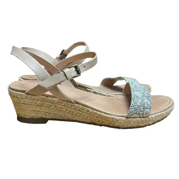 Corso Como Women's Cape Wedge Size 8 Sandal Leather Ankle Strap Espadrille