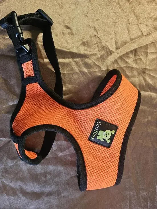 EcoBark Orange Mesh Dog Harness with Black Trim