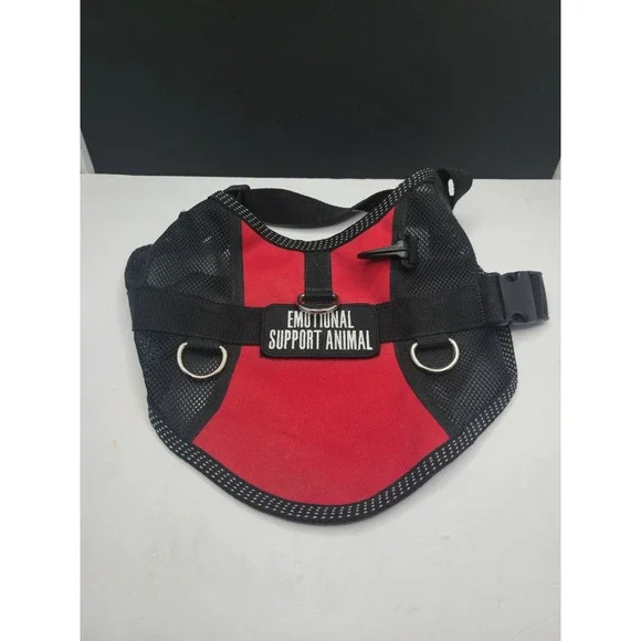 ESA Dog Harness Emotional Support Animal Vest Red Black Mesh Small