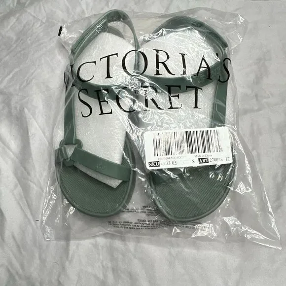 PINK Platform Sandals Green Strappy Sporty Chunky Flatform Size S 5-6