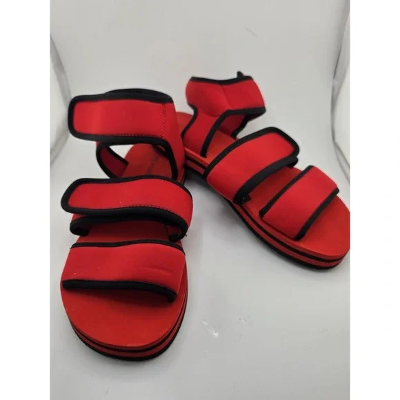 Jeffrey Campbell Red Black Neoprene Platform Sport Sandals Womens 9/10