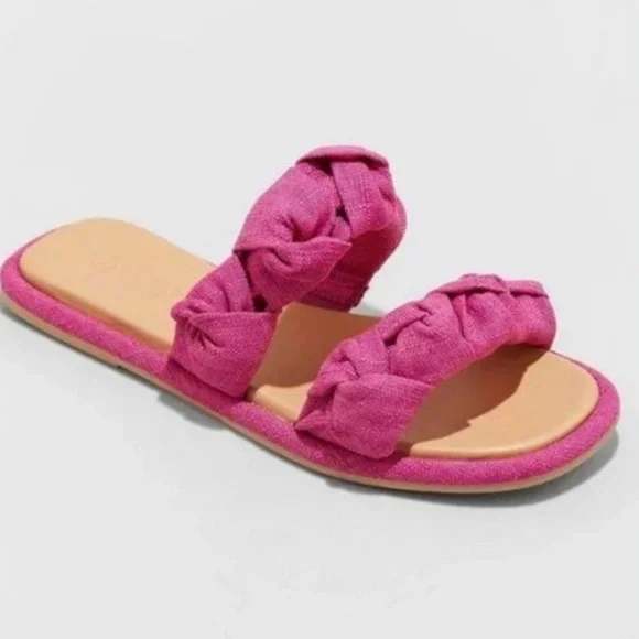 Women's Meg Knotted Slide Sandals Pink - Universal Thread™ Size 9