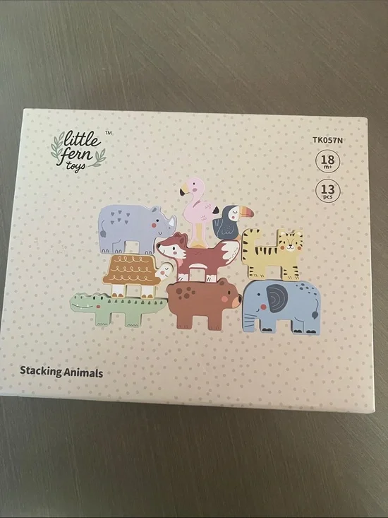 Stacking Animals - Little Fern 18 months wooden pieces by Ningbo Tooky Toy