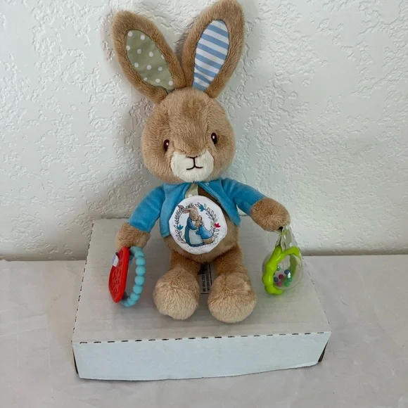Peter Rabbit Plush Toy with Blue‎ Jacket learning activity rattle teether