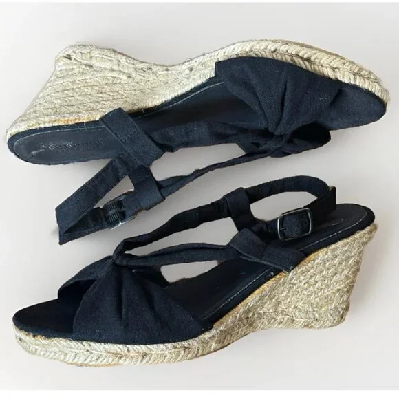 (9.5) SONOMA BLACK KNOT CANVAS ESPADRILLE SLINGBACK SANDALS