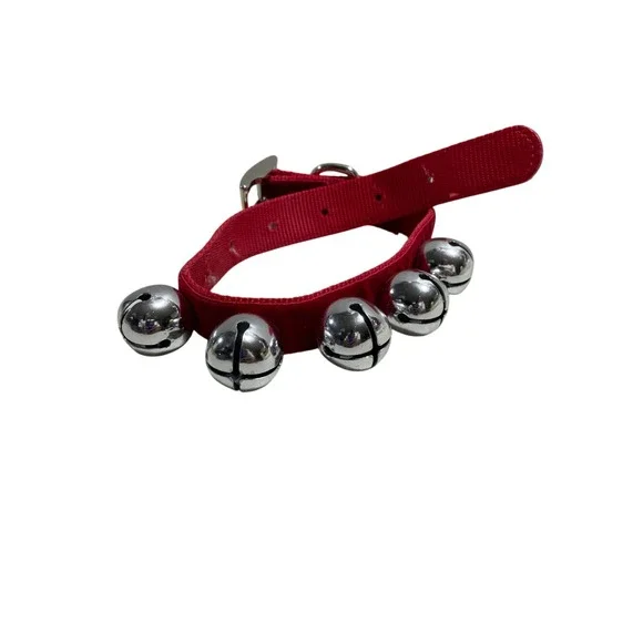 Dog Collar Jingle Bells Red Silver