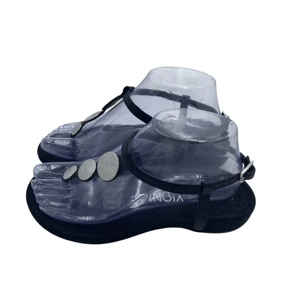 Vionic Rest Kirra Black Leather Backstrap Orthotic Thong Sandals‎ Women Size 7
