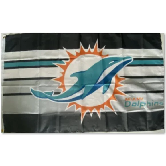 NEW Miami Dolphins 3x5 NFL Flag Black Top Bottom