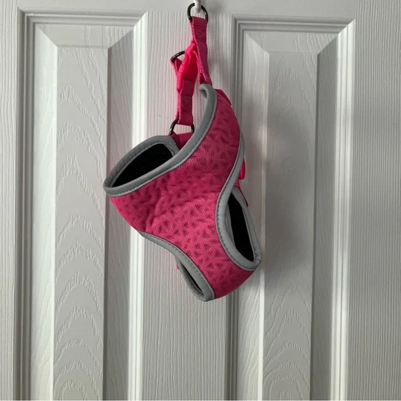 Pink Gray Geometric Mesh Dog Harness