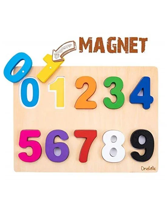 Magnetic Wooden Educational Number Puzzle Learn Numbers & Color Recognition