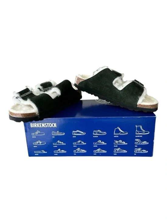 Birkenstock Arizona Shearling Suede Sandals Mountain View Green EU 37 US W6