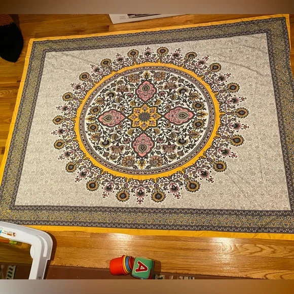 Yellow and blue boho tapestry