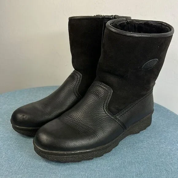 Tecnica Black Comfort Winter Leather Suede Zip Up Boots Size 11