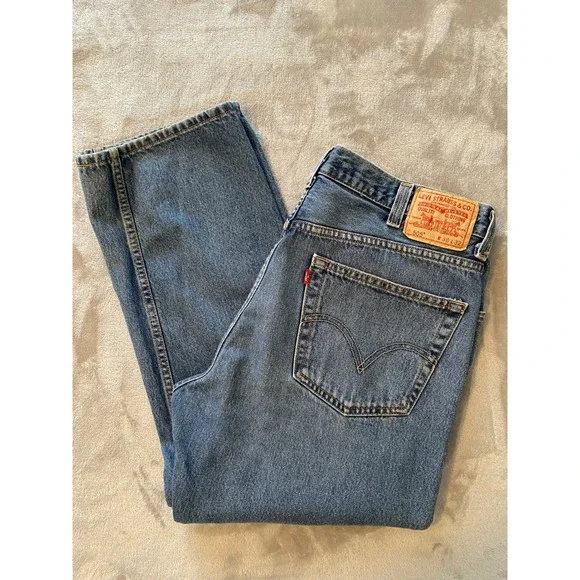 Levi's 505 Jeans Mens 38x32 Blue Denim Mid Rise Regular Straight Fit‎ Zip Fly
