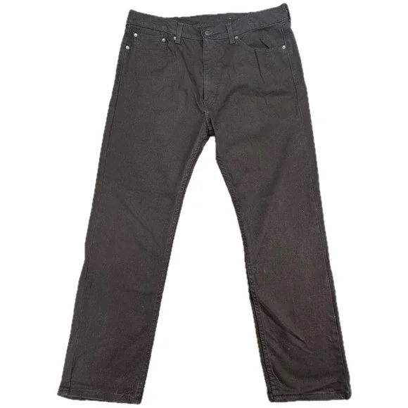 Levi's 505 Regular Fit Jeans Mens 38x30 Black Straight Leg Stretch Denim