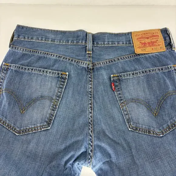 Levi's 505 Straight Fit Jeans 32x30 Medium Wash Denim Red Tab Men's