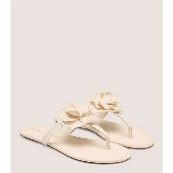 NWT Stuart Weitzman Cream RIO T-STRAP SANDAL Size 5.5