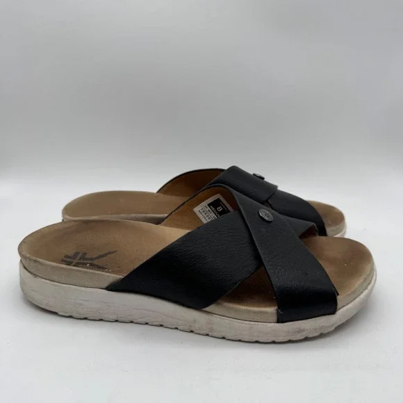 Kuru Breeze Womens Size 8 Black Ivory Walking Outdoor Straps Slide Sandals