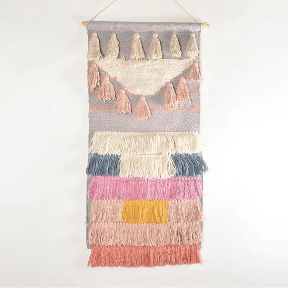 Berry + Clay Home Large Fringed Pastel Wall Hanging Boho