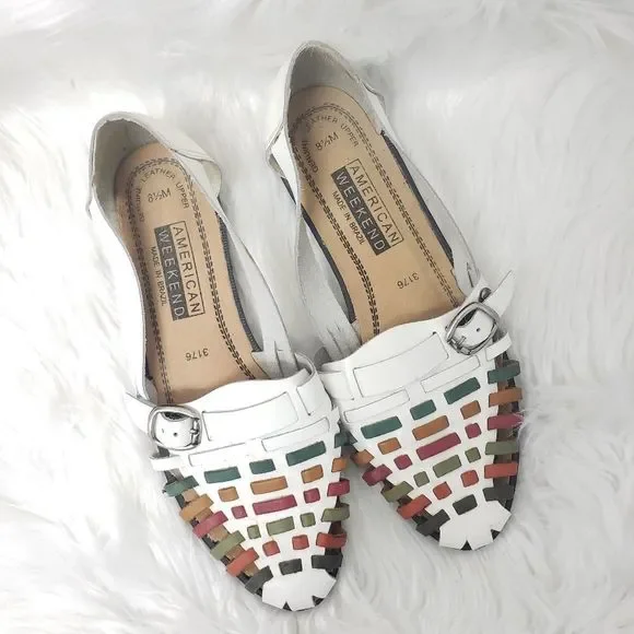 Vintage American Weekend Woven Sandal Flats Size 8.5