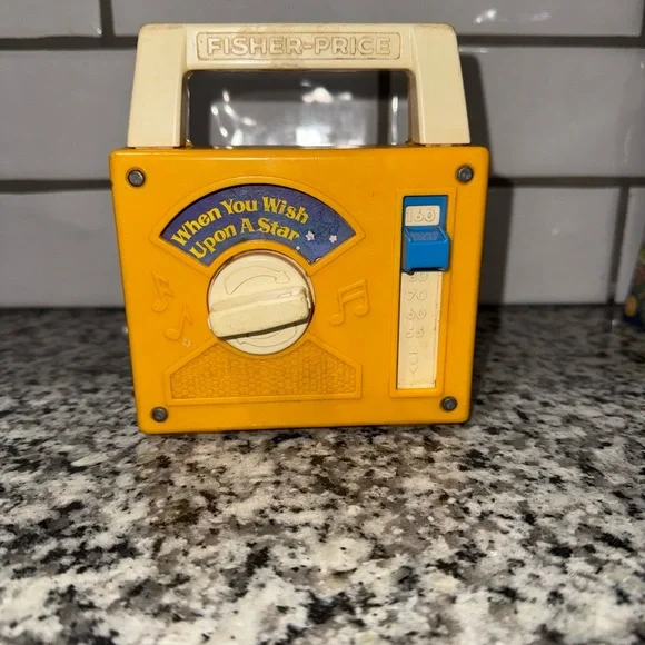 Vintage‎ Fisher-Price Yellow Music Box, When You Wish Upon A Star WORKS