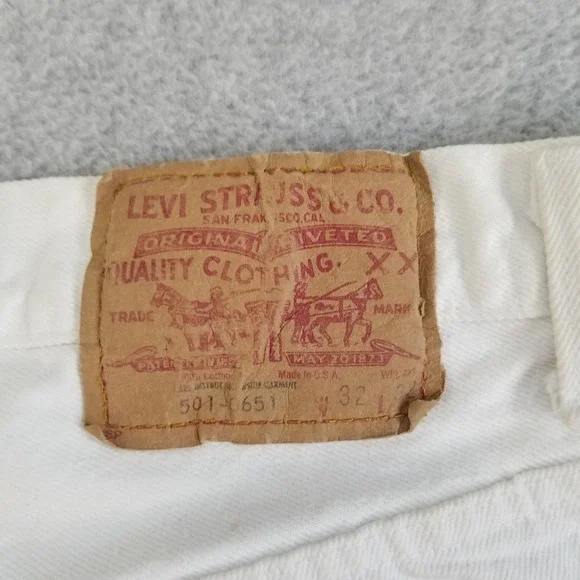 VTG Levi's 501 Jeans Mens 30x29 White Vintage Denim Pants Quality Clothing