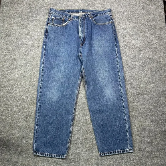 Levi's 550 Jeans Men's Blue Denim Pockets High Rise Relaxed Straight Fit - 38X30