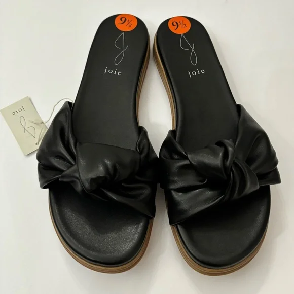 Joie Women’s Black Single Strap Knot Sandals size 9.5 Summer Casual Vacation