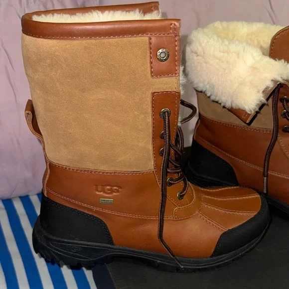 UGG Chestnut and Black Shearling Boots