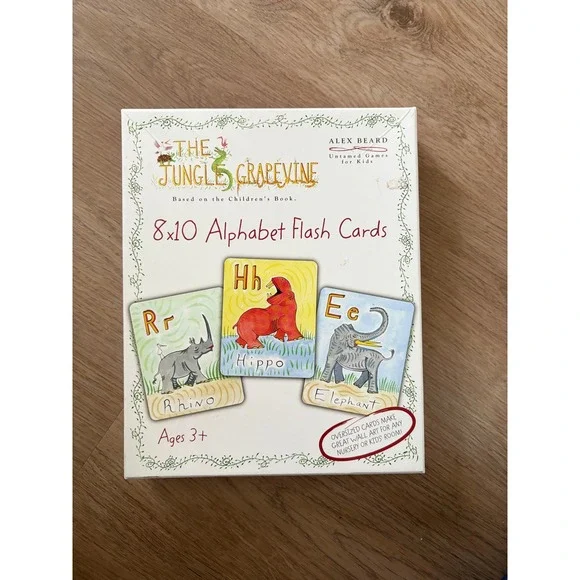 Alex Beard The Jungle Grapevine 8x10 Alphabet‎ Flash Cards Montessori Waldorf 3+