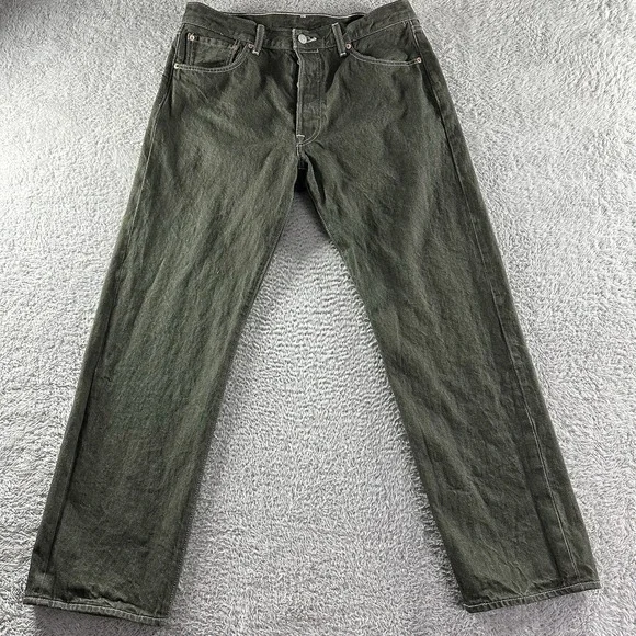 Levi 501 Jeans Mens‎ 36x32 (Fits 35x29) Green Denim Rare Button Fly EUC