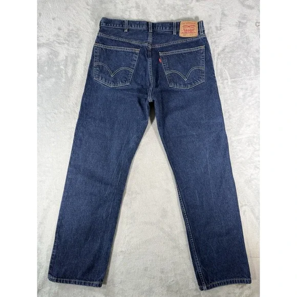 Levis 505 Jeans Mens 38x32 Blue Denim Regular Straight Fit Dark Wash