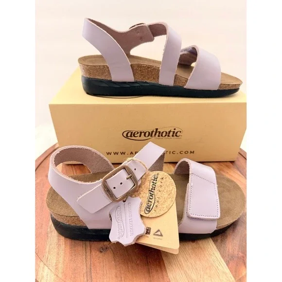 Aerothotic Light Purple Size 8-8.5Leather Orthotic Cork Sandals LC1422 NEW