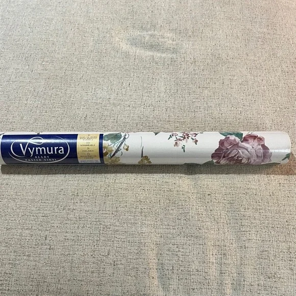 Vymura Vintage Charmaine‎ Floral Wallpaper Ready Pasted Vinyl Mural 56 sq ft