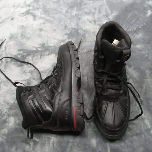 Polo Ralph Lauren‎ Men Delton Boots 10D Black Leather Suede Winter Snow Rugged