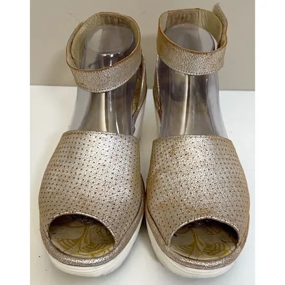 Fly London Yake Perforated Wedge Sandals. Size EU40.