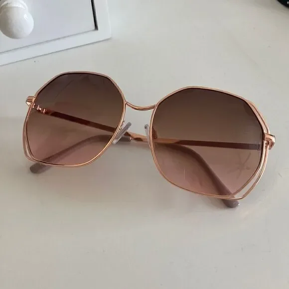 Women's Geometric Sunglasses Rose Gold Shiny