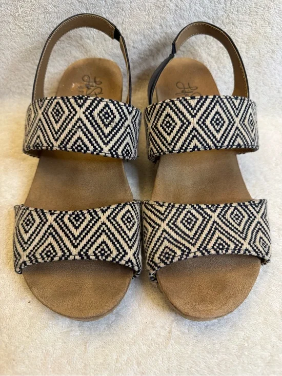 LifeStride Marcela Geometric Wedge Sandals Navy 8.5