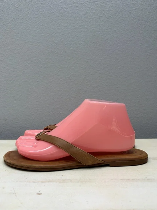 Tory Burch Brown Leather Pearce Thong Sandals Size 9
