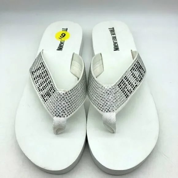 NWT True Religion Amayah Embellished White Sandals Size 9M