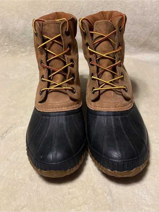 Sorel Men's Brown and Black Waterproof Lace-Up Duck Boots