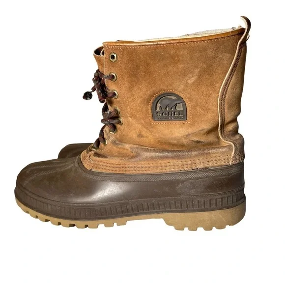 SOREL Men Sz 13 STEEL SHANK Boots Suede Upper -Kaufman Canada Soles- MADE IN USA