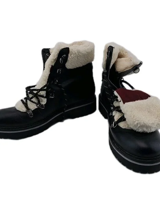 Tommy Hilfiger Mens 9.5 Winter Boots Black Faux Fur