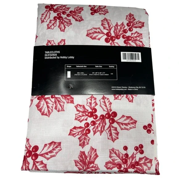 Fabric Tablecloth Christmas Robert Stanley Holly Pattern 60