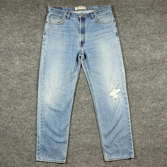 Levi's 550 Mens Straight Jeans 38x34 Blue Distressed Denim Relaxed Fit Mid Rise