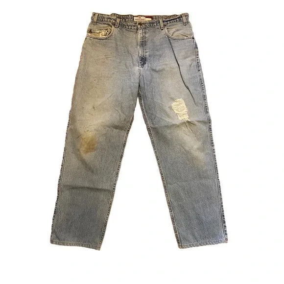 Vtg Levi's 545 Jeans Men 40x30 Blue Loose Fit Distressed Stained Grunge Cowboy‎