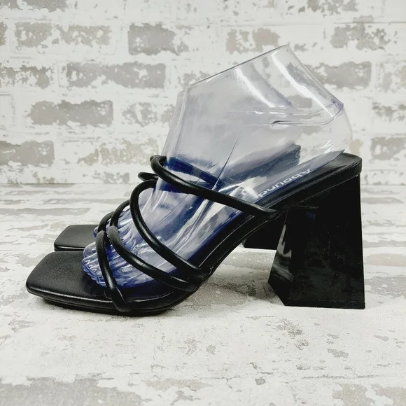 NEW Abound Austyn Black Tubular Strappy Heeled Sandals O220