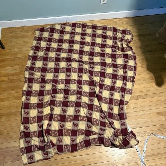 Farmhouse Rooster Print Rectangle Tablecloth Cream & Maroon 49x69